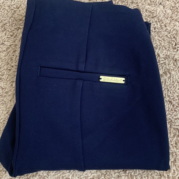 Lilly Pulitzer Sz XS Navy Blue Pull On Slit Back Hem Stretchy Pants - Picture 12 of 12
